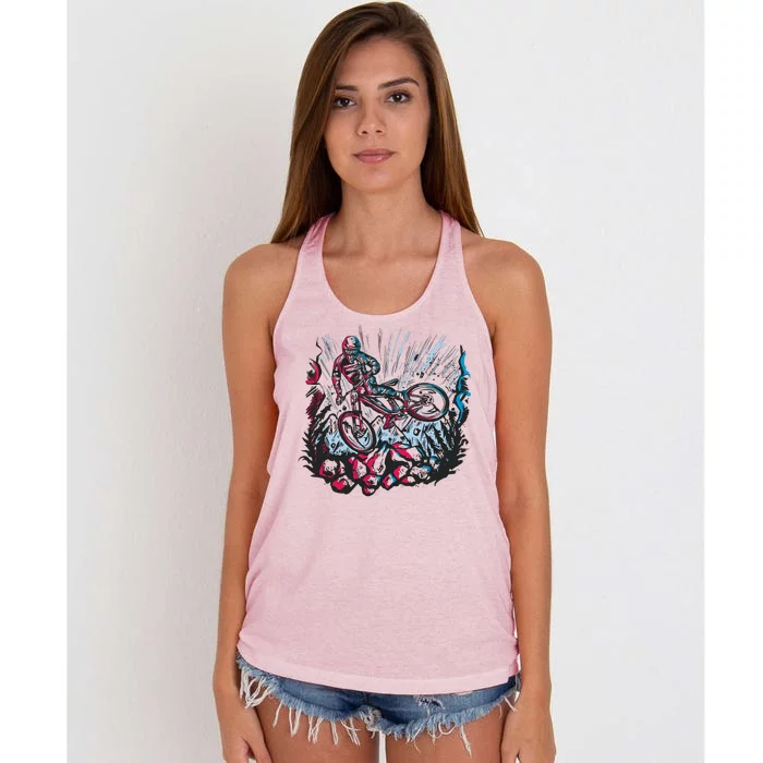 Downhill Biker Stunt Women's Knotted Racerback Tank