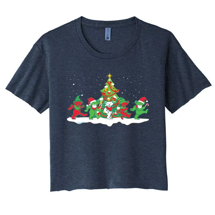 Dancing Bears Santa Elf Bear Xmas Gift Christmas Women's Crop Top Tee