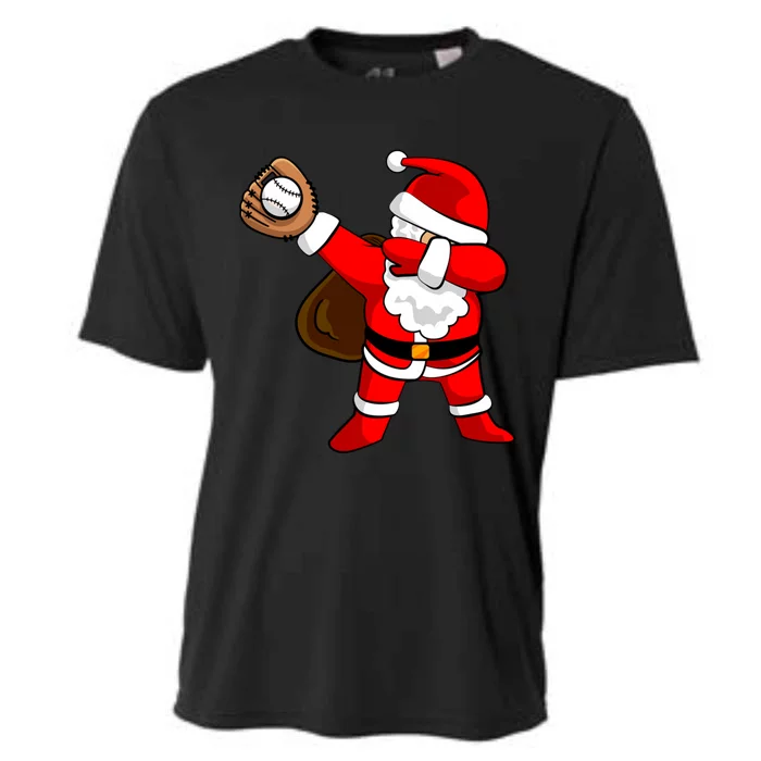 Dabbing Baseball Santa Christmas Funny Dab Ball Cute Gift Cooling Performance Crew T-Shirt