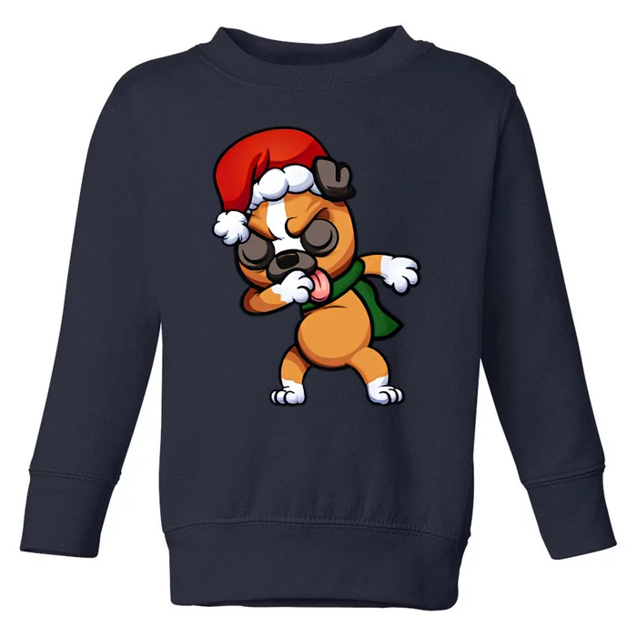 Dabbing Boxer Santa Christmas Toddler Sweatshirt