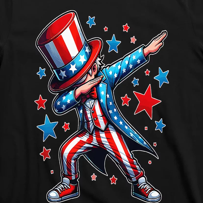 Dabbing Boy Shirts 4th Of July American Flag Usa Patriotic T-Shirt