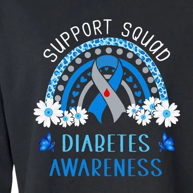 Diabetes Blue Support Squad Diabetes Awareness Cropped Pullover Crew