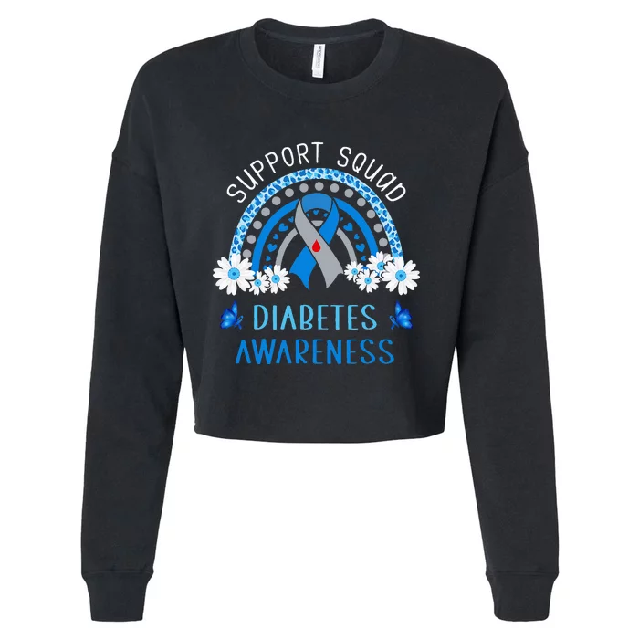 Diabetes Blue Support Squad Diabetes Awareness Cropped Pullover Crew