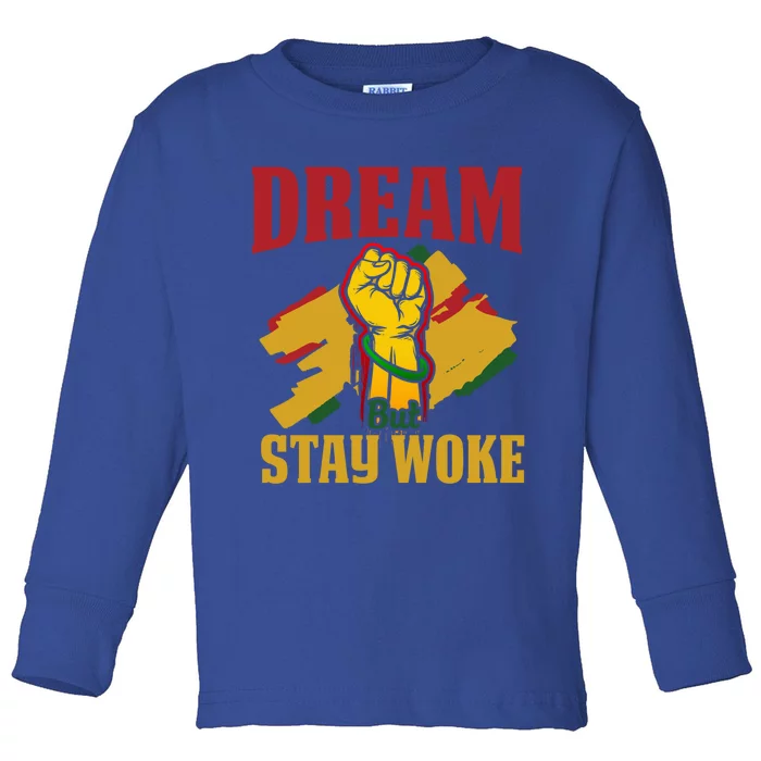 Dream But Stay Woke Black Afrocentric Empowert Funny Gift Toddler Long Sleeve Shirt