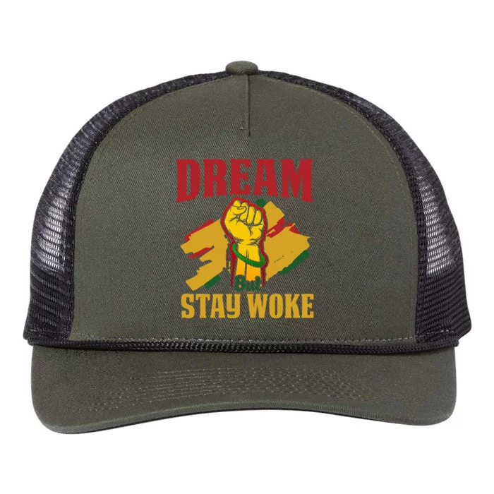 Dream But Stay Woke Black Afrocentric Empowert Funny Gift Retro Rope Trucker Hat Cap