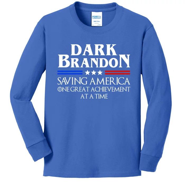 Dark Brandon Saving America Political Gift Kids Long Sleeve Shirt