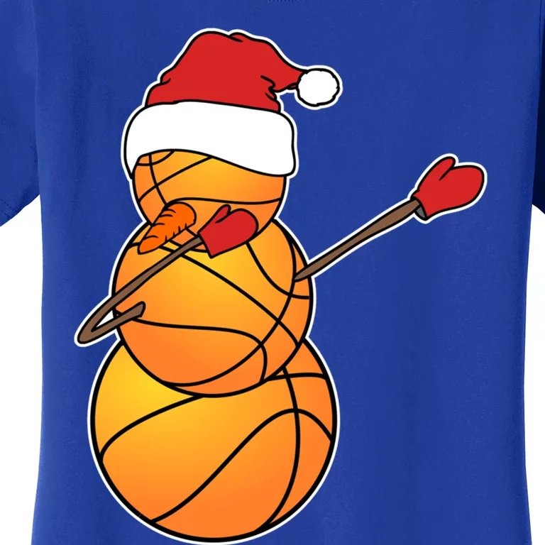 Dabbing Basketball Snow Santa Hat Funny Christmas Sports Gift Women's T-Shirt