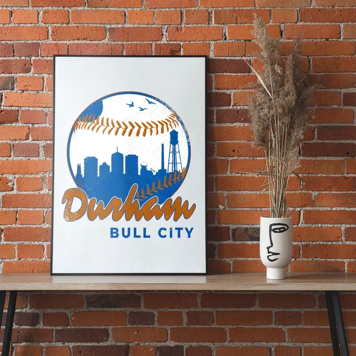 Durham Baseball Skyline Classic Bull City North Carolina Poster