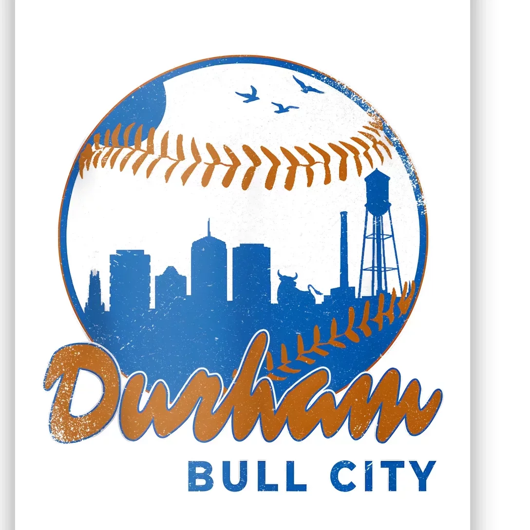 Durham Baseball Skyline Classic Bull City North Carolina Poster