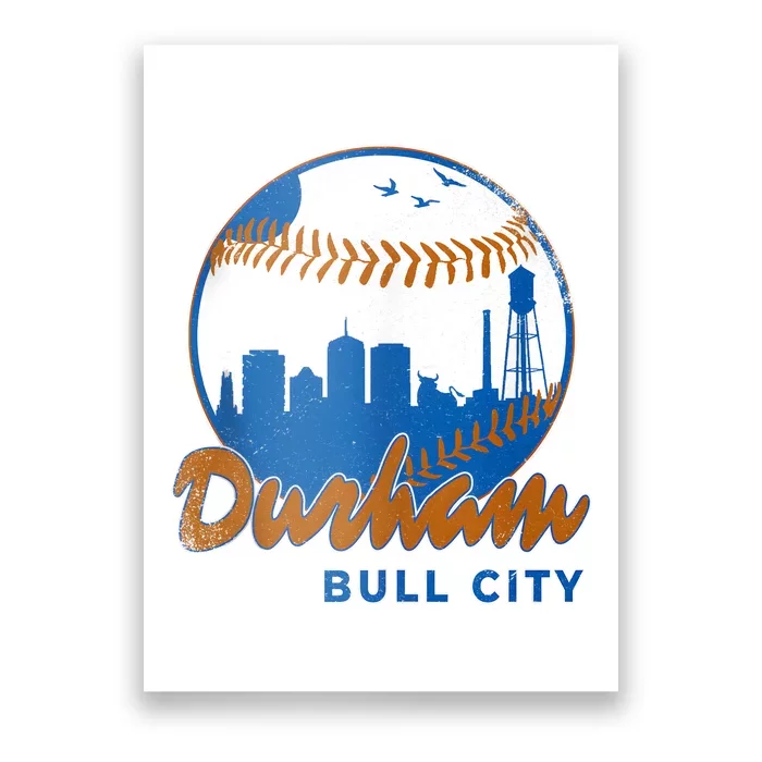 Durham Baseball Skyline Classic Bull City North Carolina Poster