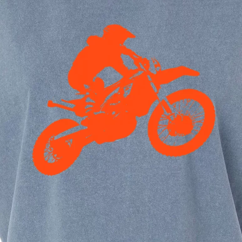 Dirt Bike Shirt For Boys Orange Silhouette Motocross Racing Garment-Dyed Women's Muscle Tee