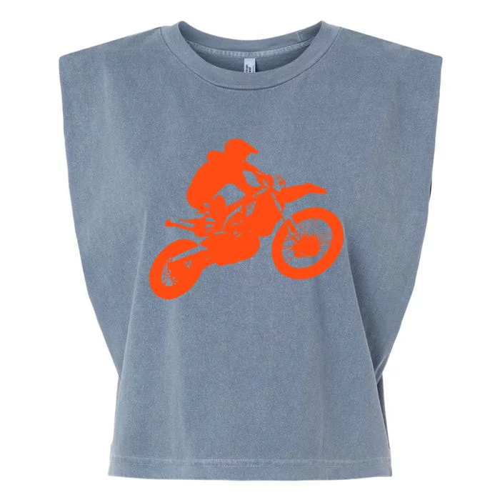 Dirt Bike Shirt For Boys Orange Silhouette Motocross Racing Garment-Dyed Women's Muscle Tee