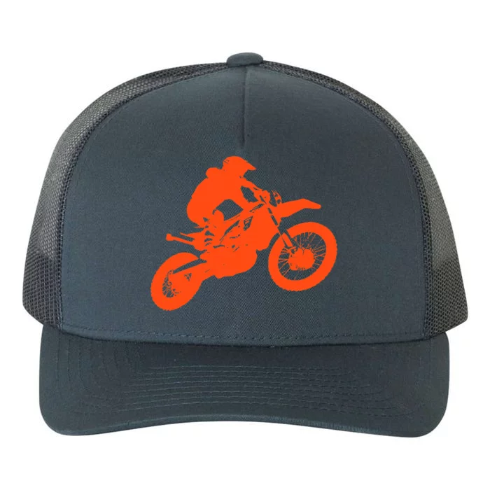 Dirt Bike Shirt For Boys Orange Silhouette Motocross Racing Yupoong Adult 5-Panel Trucker Hat