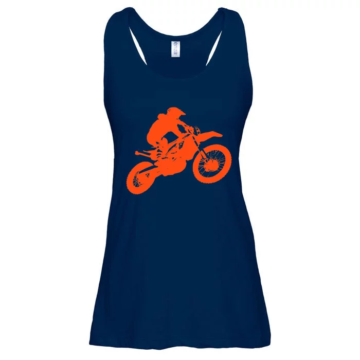 Dirt Bike Shirt For Boys Orange Silhouette Motocross Racing Ladies Essential Flowy Tank