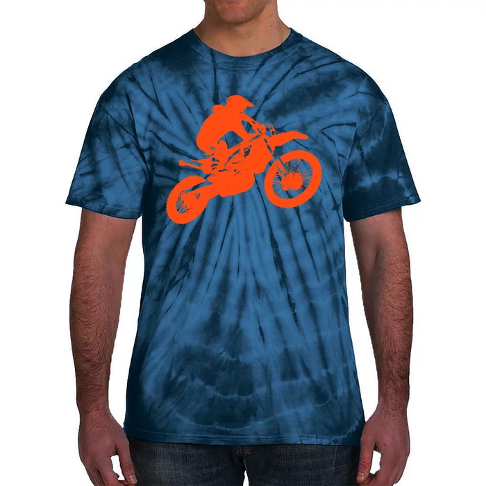 Dirt Bike Shirt For Boys Orange Silhouette Motocross Racing Tie-Dye T-Shirt