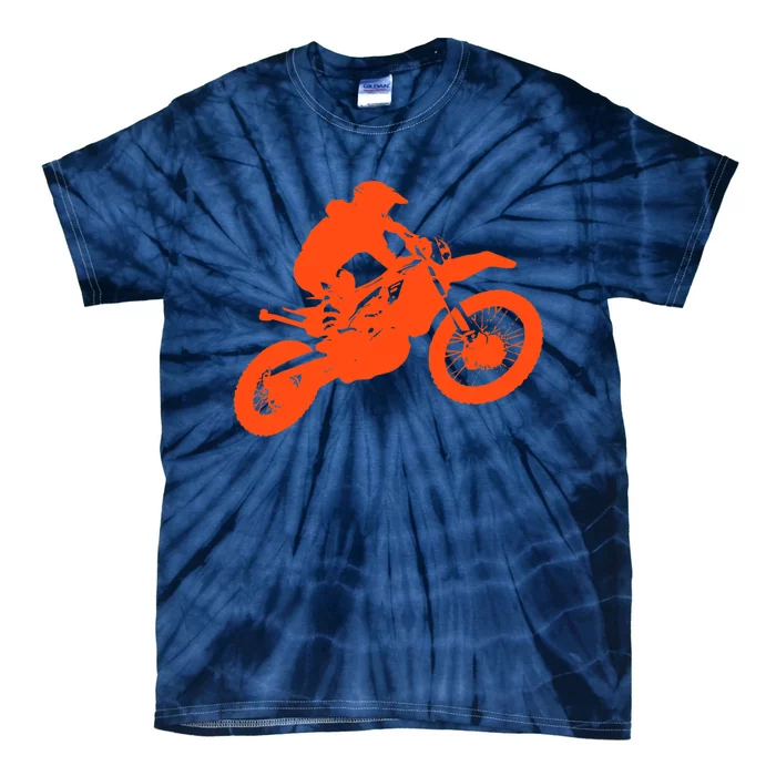 Dirt Bike Shirt For Boys Orange Silhouette Motocross Racing Tie-Dye T-Shirt