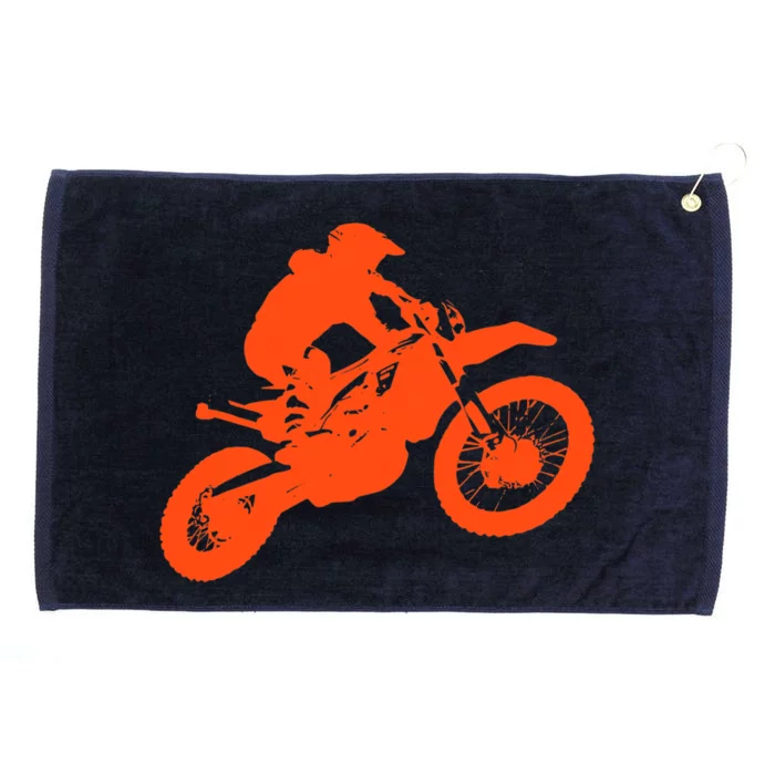 Dirt Bike Shirt For Boys Orange Silhouette Motocross Racing Grommeted Golf Towel