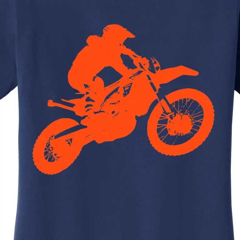 Dirt Bike Shirt For Boys Orange Silhouette Motocross Racing Women's T-Shirt