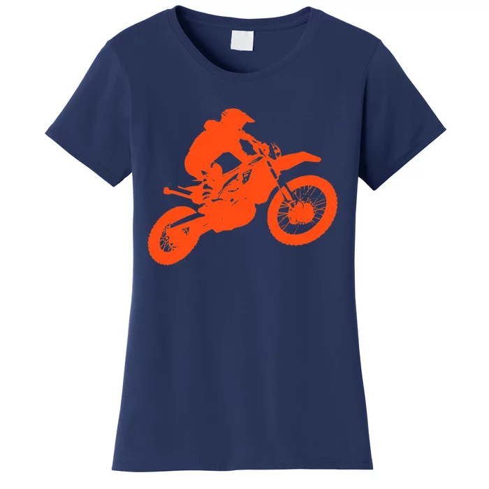 Dirt Bike Shirt For Boys Orange Silhouette Motocross Racing Women's T-Shirt