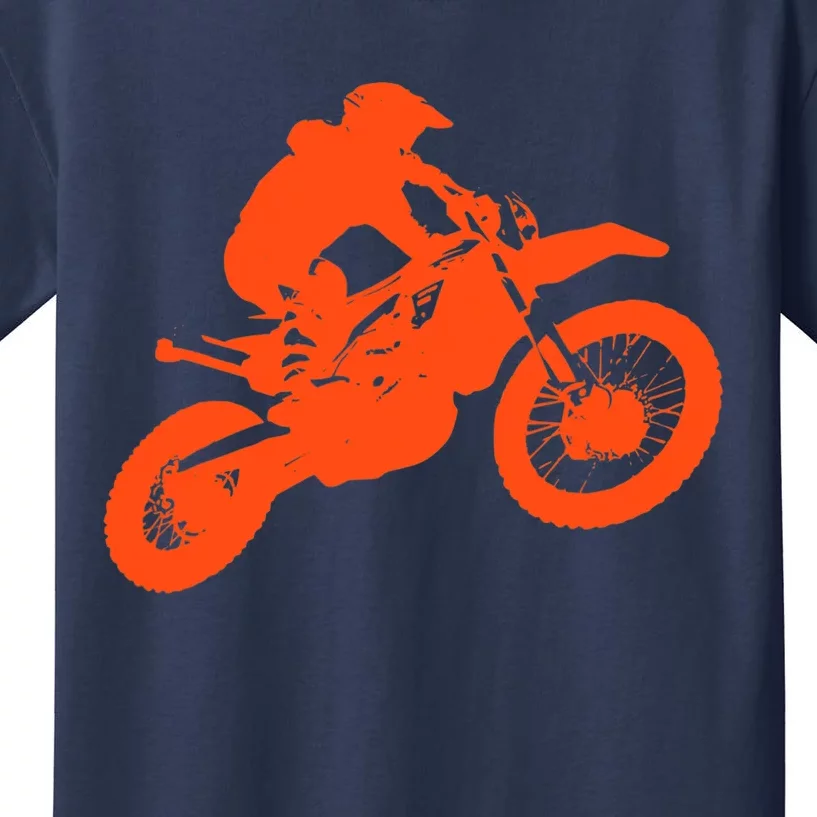 Dirt Bike Shirt For Boys Orange Silhouette Motocross Racing Kids T-Shirt