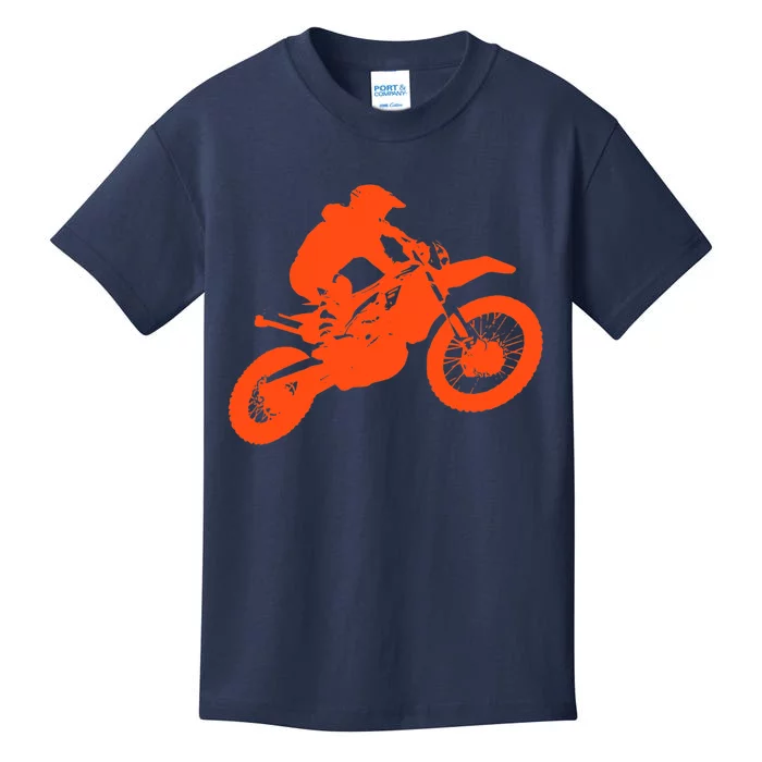 Dirt Bike Shirt For Boys Orange Silhouette Motocross Racing Kids T-Shirt