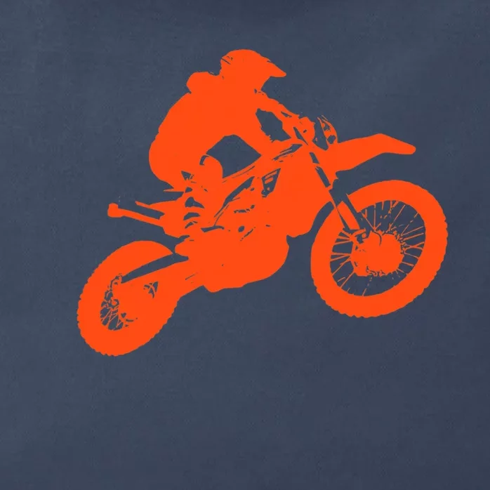 Dirt Bike Shirt For Boys Orange Silhouette Motocross Racing Zip Tote Bag