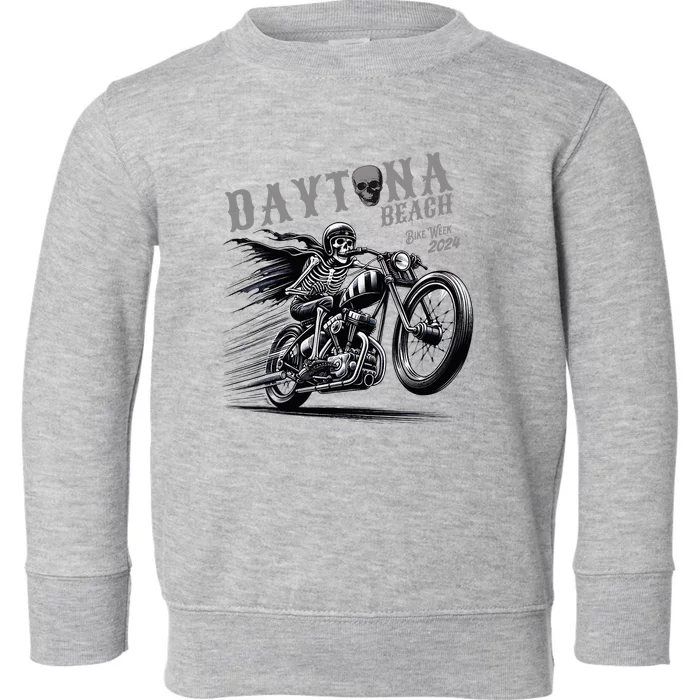 Daytona Beach Skeleton Rider Motorcycle Bike Week Toddler Sweatshirt