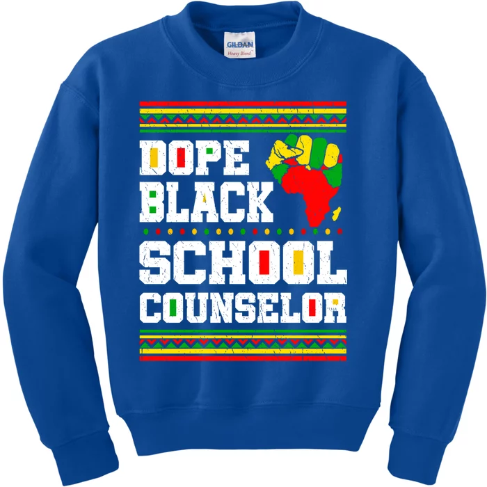 Dope Black School Counselor Black History Month Juneteenth Gift Kids Sweatshirt