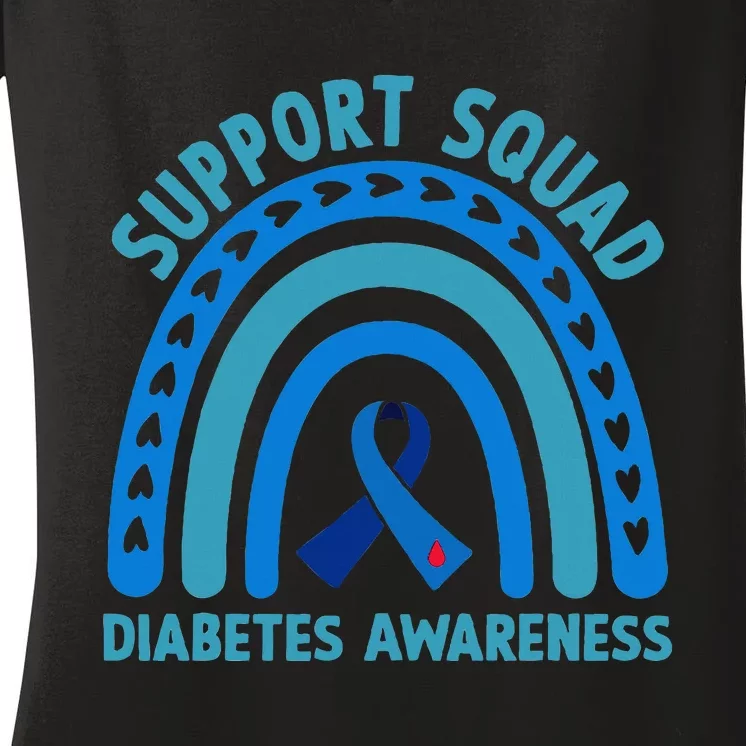 Diabetes Blue Support Squad Diabetes Awareness Women's V-Neck T-Shirt