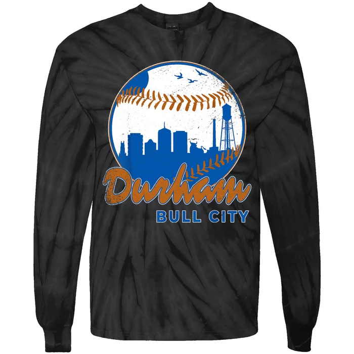 Durham Baseball Skyline Classic Bull City North Carolina Tie-Dye Long Sleeve Shirt