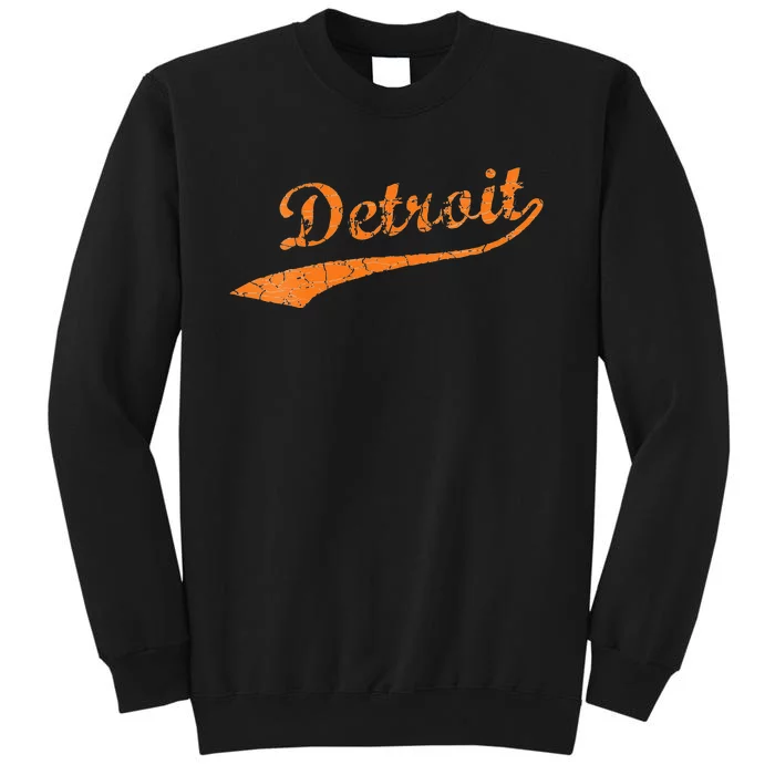 Detroit Baseball Style Cracked Lettering City Pride Sweatshirt