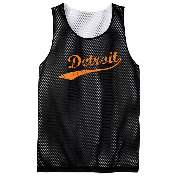 Detroit Baseball Style Cracked Lettering City Pride Mesh Reversible Basketball Jersey Tank