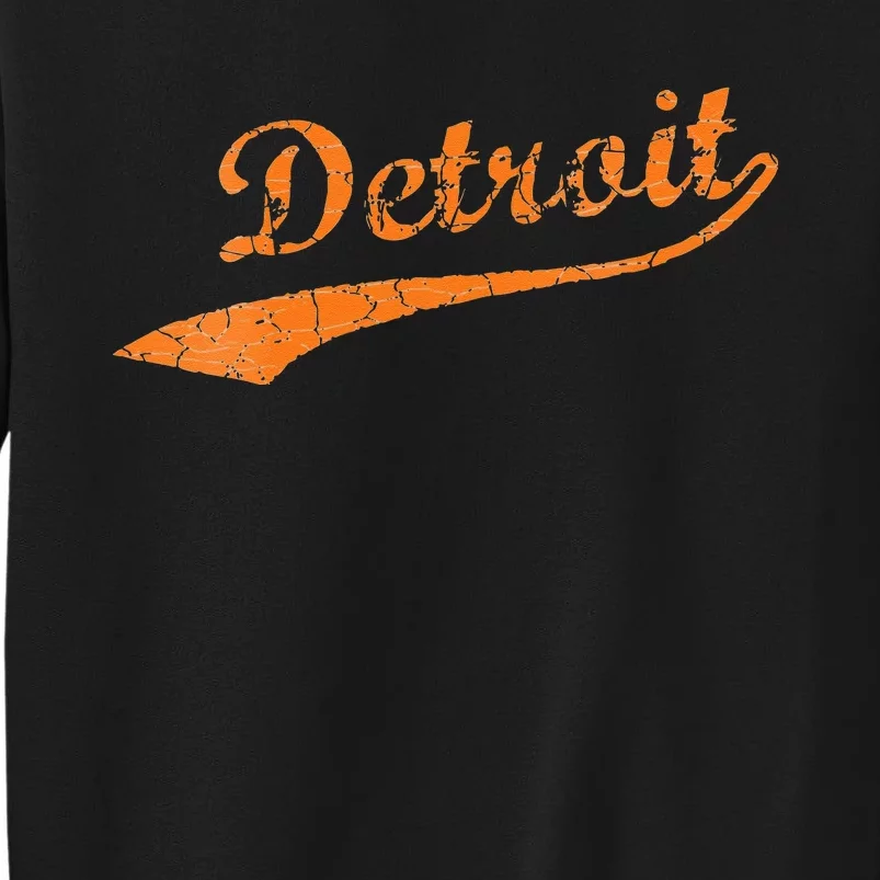 Detroit Baseball Style Cracked Lettering City Pride Tall Sweatshirt