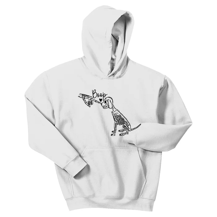 Dog Boop Skeleton Halloween Spooky Season Kids Hoodie