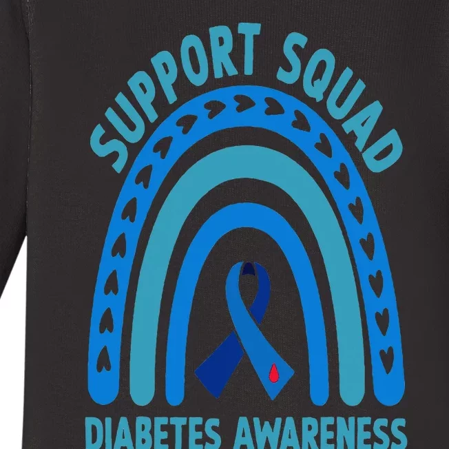 Diabetes Blue Support Squad Diabetes Awareness Baby Long Sleeve Bodysuit