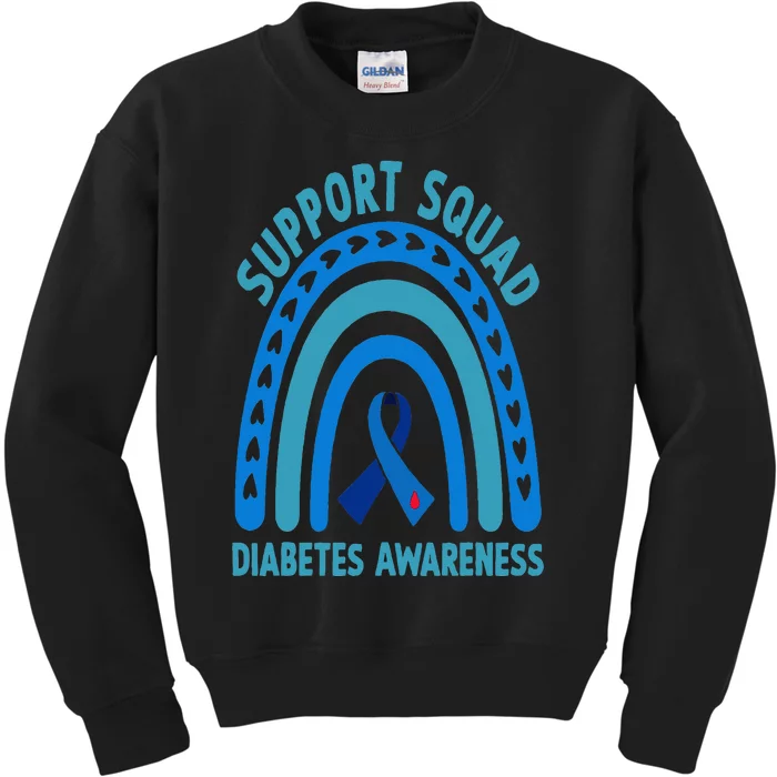 Diabetes Blue Support Squad Diabetes Awareness Kids Sweatshirt