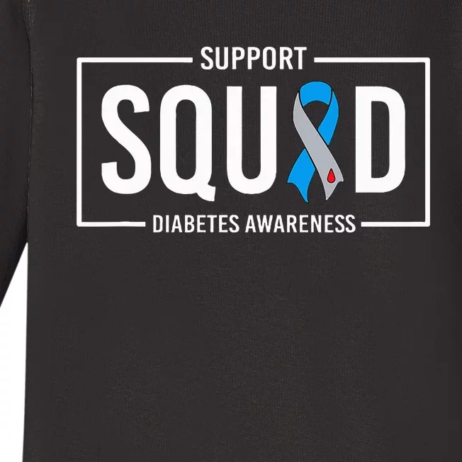 Diabetes Blue Support Squad Diabetes Awareness Baby Long Sleeve Bodysuit