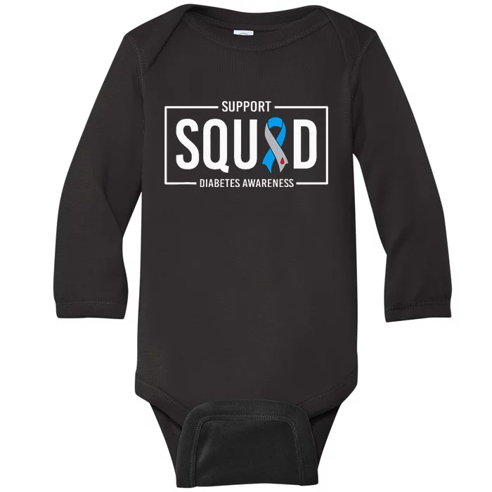 Diabetes Blue Support Squad Diabetes Awareness Baby Long Sleeve Bodysuit