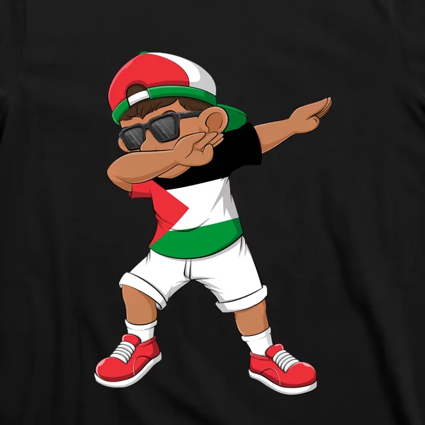 Dabbing Boy State Of Palestine Flag Kids Dab Dance T-Shirt