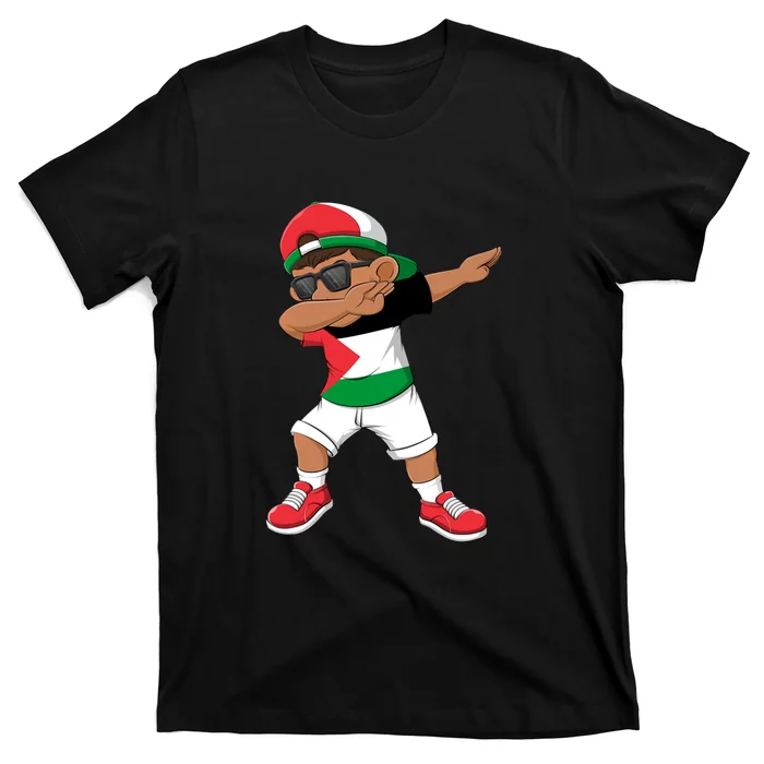 Dabbing Boy State Of Palestine Flag Kids Dab Dance T-Shirt