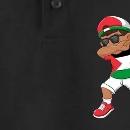 Dabbing Boy State Of Palestine Flag Kids Dab Dance Dry Zone Grid Performance Polo