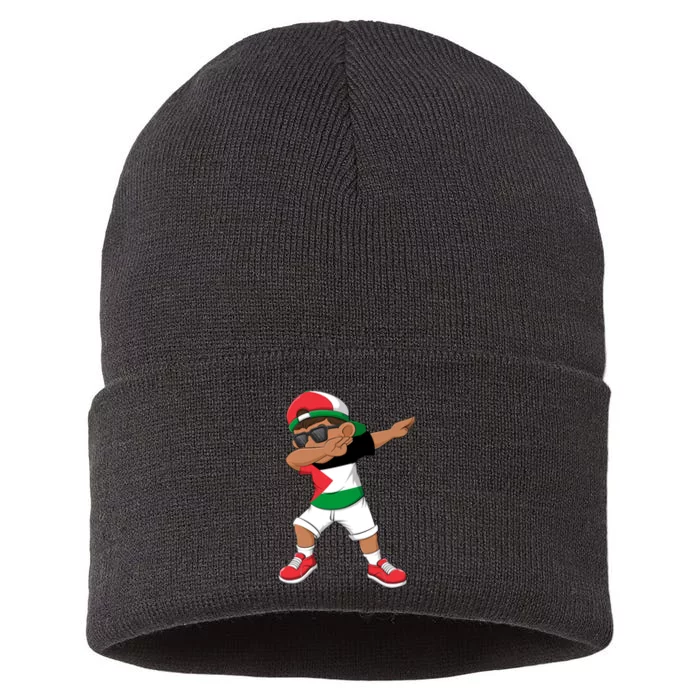 Dabbing Boy State Of Palestine Flag Kids Dab Dance Sustainable Knit Beanie