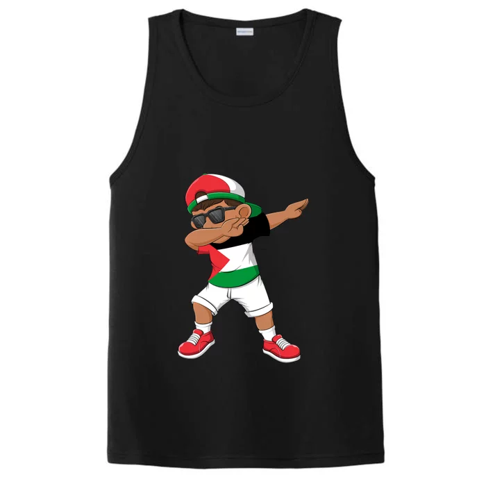 Dabbing Boy State Of Palestine Flag Kids Dab Dance Performance Tank