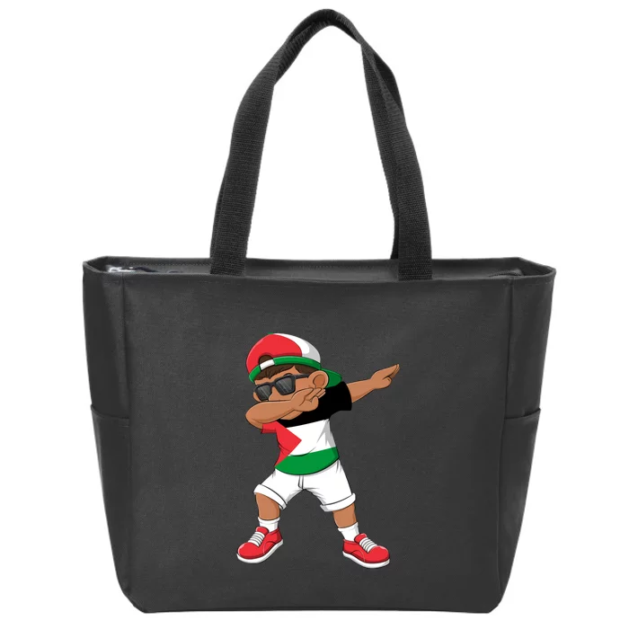 Dabbing Boy State Of Palestine Flag Kids Dab Dance Zip Tote Bag