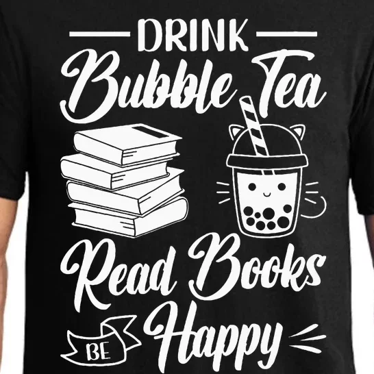 Drink Bubble Tea Read Books Be Happy Cute Kawaii Boba Tea Pajama Set