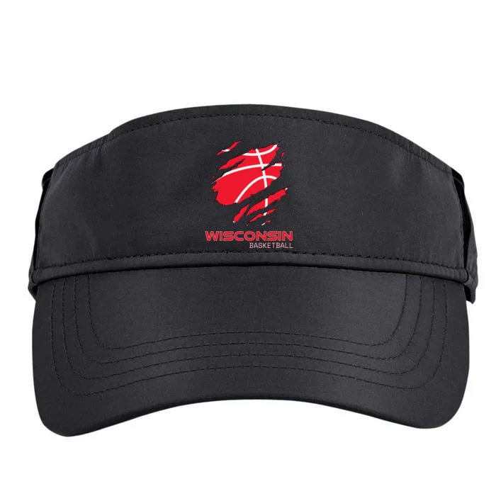 Distressed Basketball The Badger State Home Wisconsin Hoops Adult Drive Performance Visor