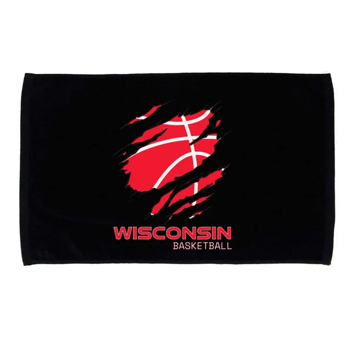 Distressed Basketball The Badger State Home Wisconsin Hoops Microfiber Hand Towel