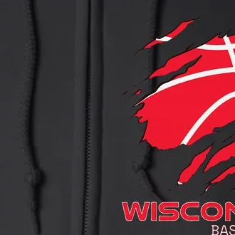 Distressed Basketball The Badger State Home Wisconsin Hoops Full Zip Hoodie