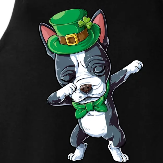 Dabbing Boston Terrier St Patricks Day Leprechaun Dog Cute Gift Ladies Tri-Blend Wicking Tank