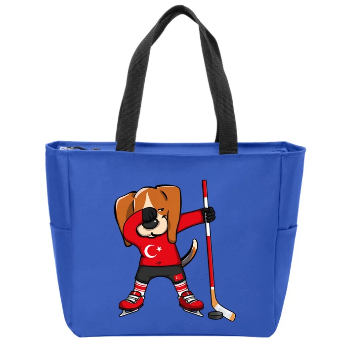 Dabbing Beagle Turkey Ice Hockey Lovers Jersey Winter Sports Great Gift Zip Tote Bag